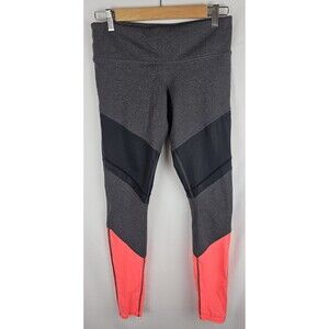 Alo Yoga Size MEDIUM High-Waist Alosoft Sheila Legging Mesh Gray Orange Black